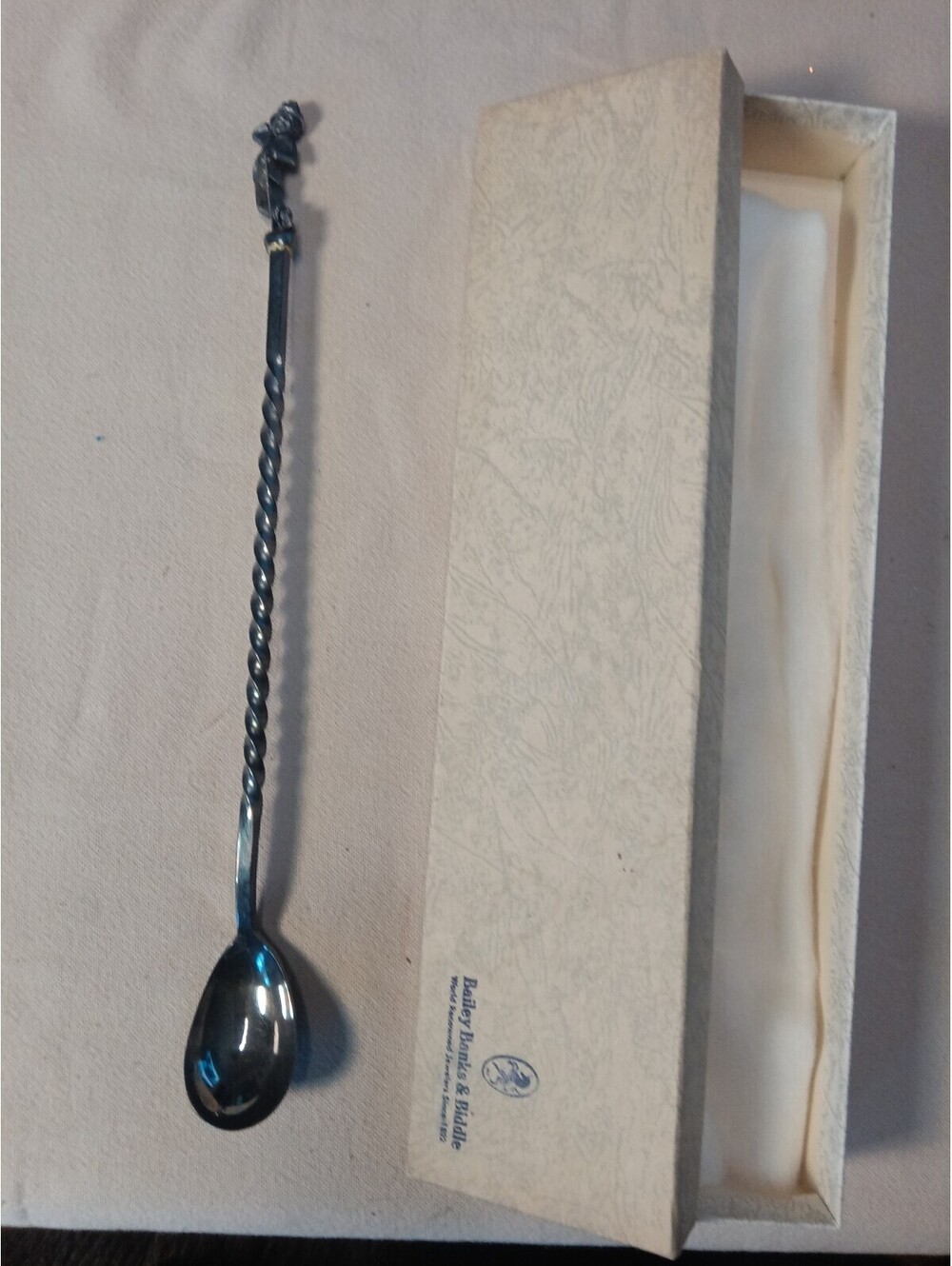 1950s Reed & Barton Silverplate Leprechaun Bar Spoon Bailey Banks & Biddle Box